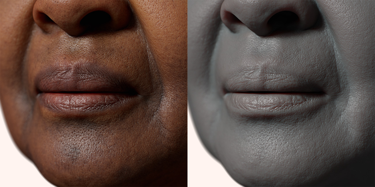 Female head scan skin pore details 